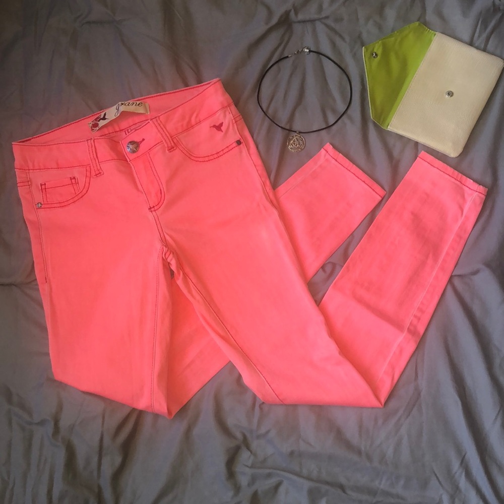 Grane Neon Pink Acid Wash Skinny Jeans Size 5